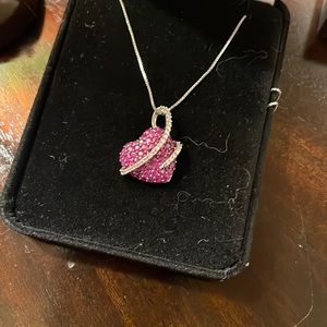 Real Rubies and Diamond Heart Pendant